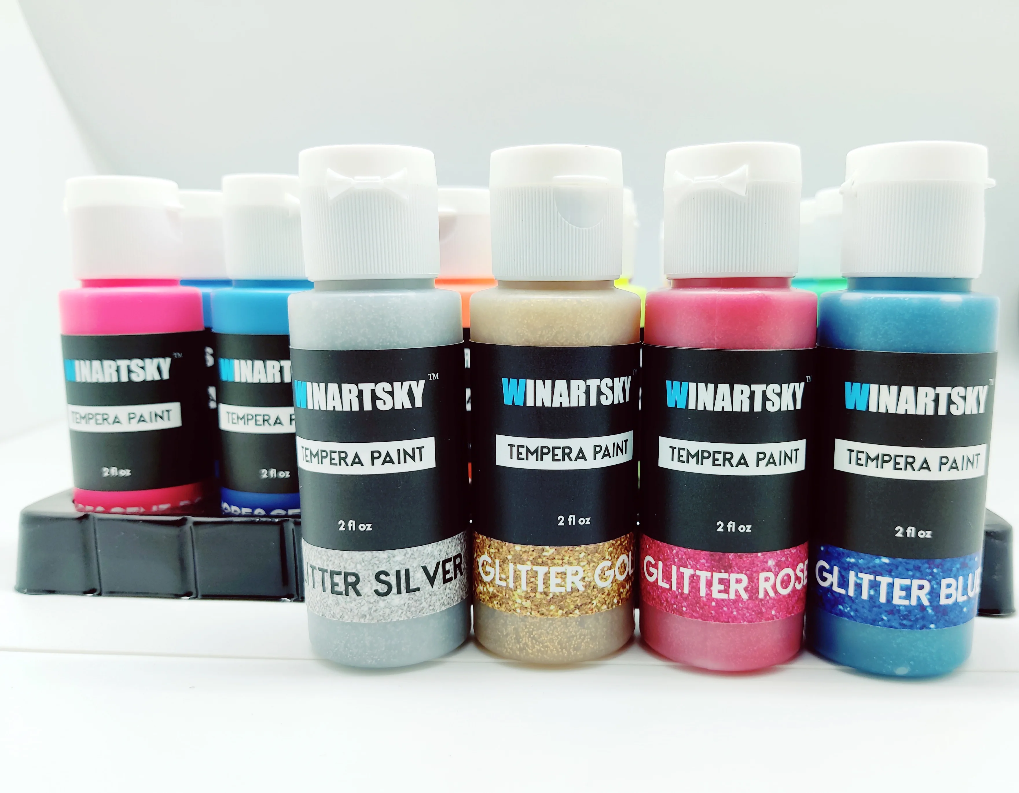 New Arrival 30 Colors Liquid Poster Paint with 3 Brushes Washable Tempera Paint for Kids