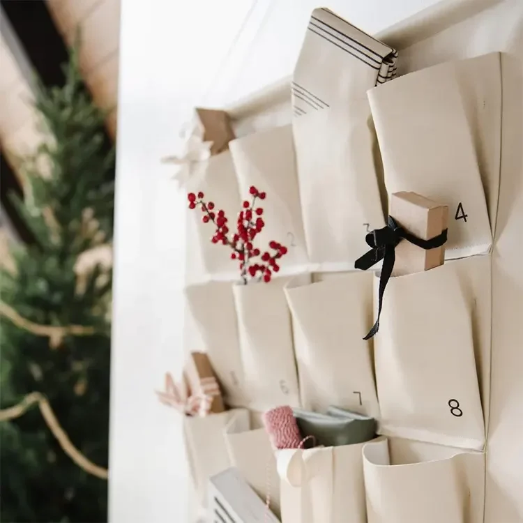 Personalized Hanging Organiser Countdown Canvas Polyester Blank Sublimation Christmas Advent Calendar