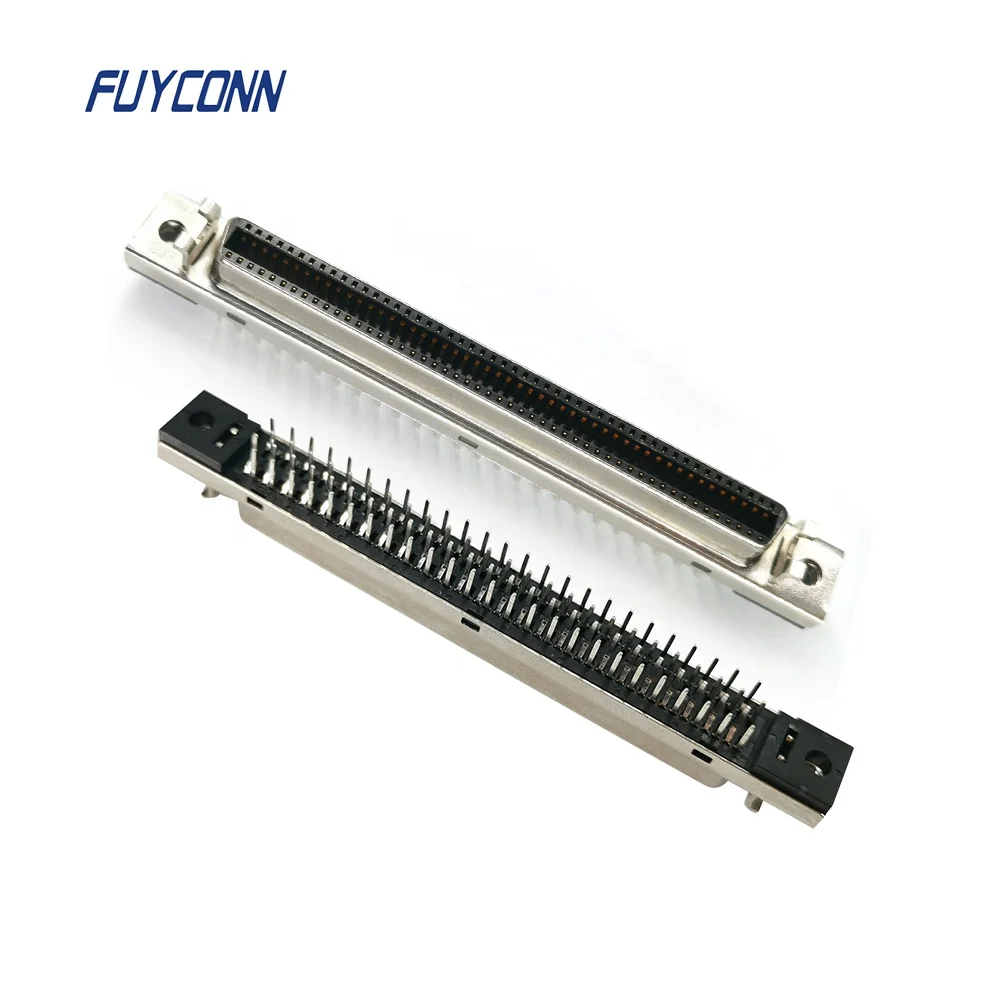 
1.27mm Straight PCB Female SCSI Connector, 14pin 20pin 26pin 36pin 50pin 68Pin 100pin SCSI Connector Socket with Fixness Hanger 
