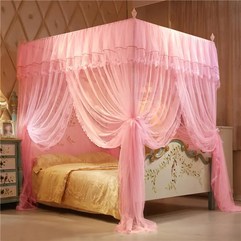 150*200 Mm 4 Posters Corners Bed Canopy Princess Queen Mosquito Bedding Net Bed Tent Floor-length Curtain