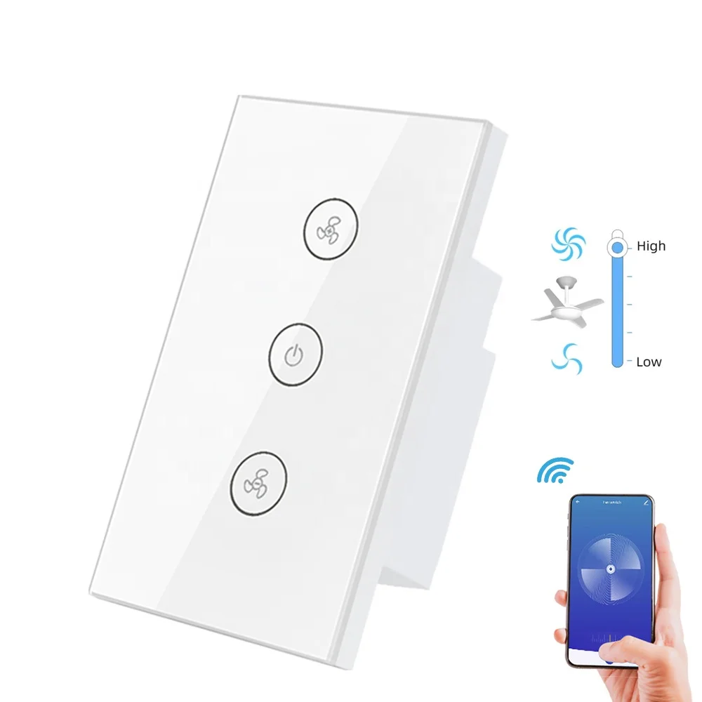 TUYA Smart Fan Switch US Brazil WiFi Wireless Timing Remote Control Wall Ceiling Fan Switches