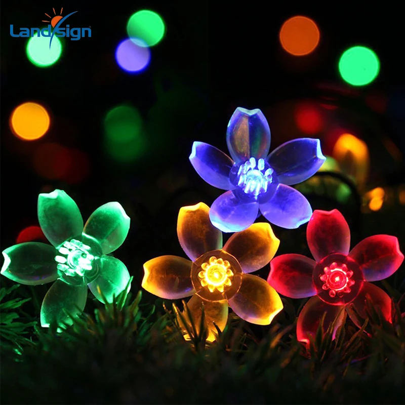 7M Outdoor Waterproof Solar Garden Decor LED String Light 50 LED Fairy Blossom Sakura Cherry Flower Lamp Body