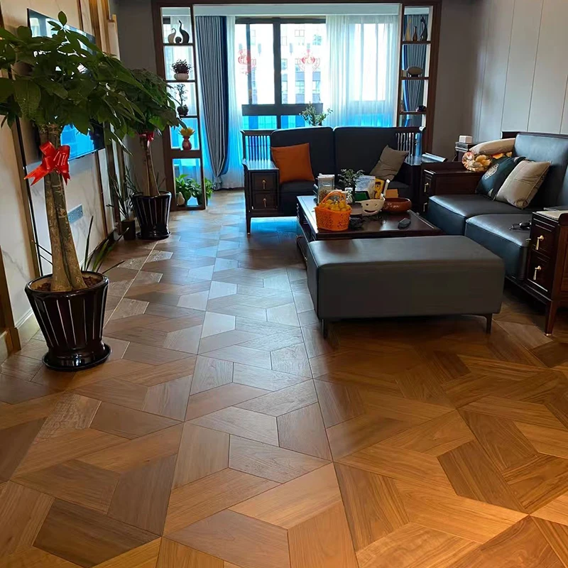 Triangle Design Ladder type Hexagon Design Oak Wood Flooring Diamond Design Art Parquet Wood Flooring