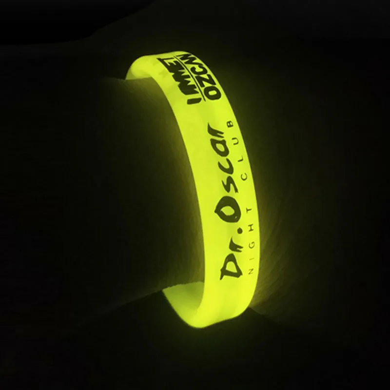 Custom LOGO Party Concert Bar Flashing Bracelet Glow stick  transparent fluorescent bracelet printed  glow in dark wristband