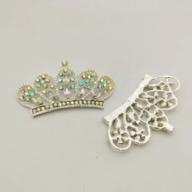 57x31MM Princess Crown AB Rhinestone Button Flat Backs Crystal Tiara Crowns for Bow Embellishment ALRMM042-2
