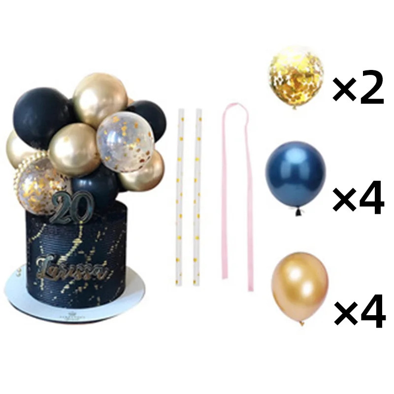 Wholesale Cupcake Topper 5 inch Latex Confetti Balloons For Cake Happy Birthday Home Party Supplies Decoration