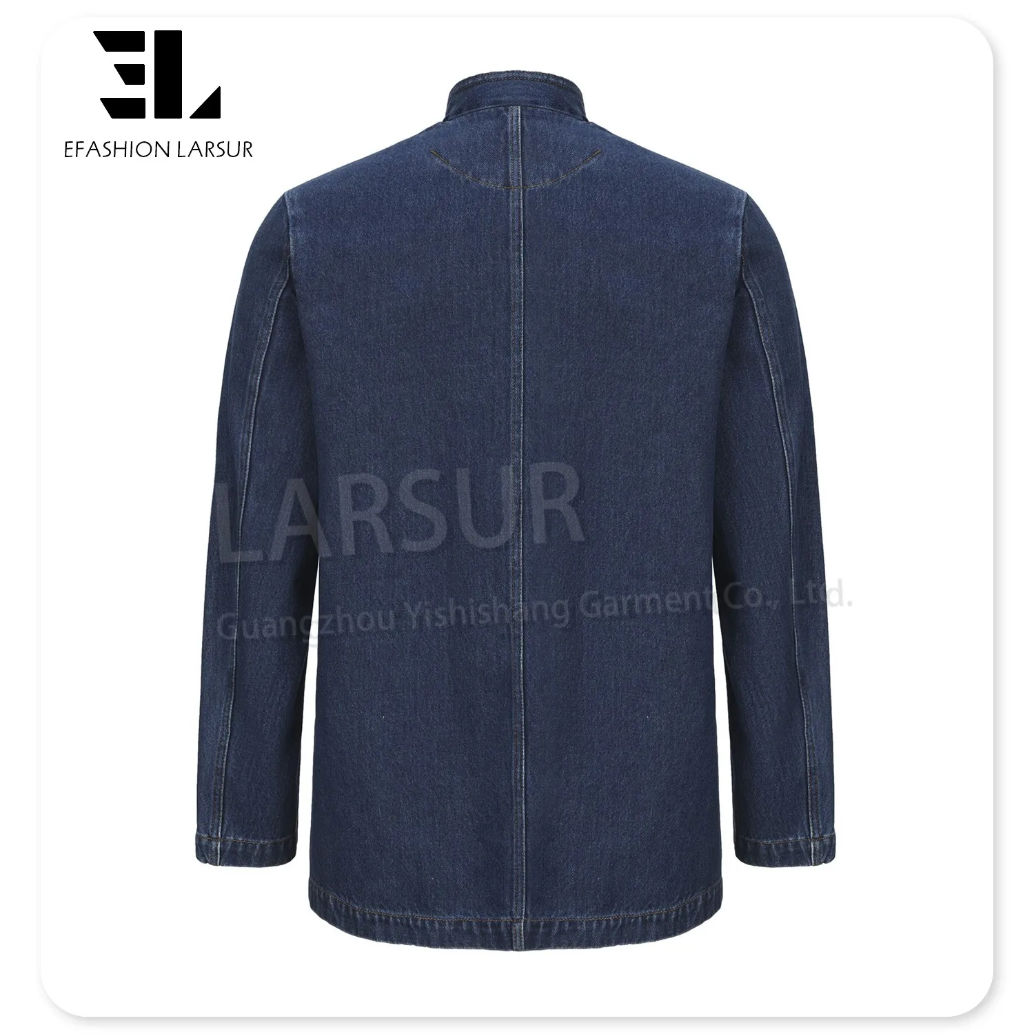 LARSUR clothing manufacturers custom New Chinese Style denim jacket with chinese closure frog knots denim tang suit jacket