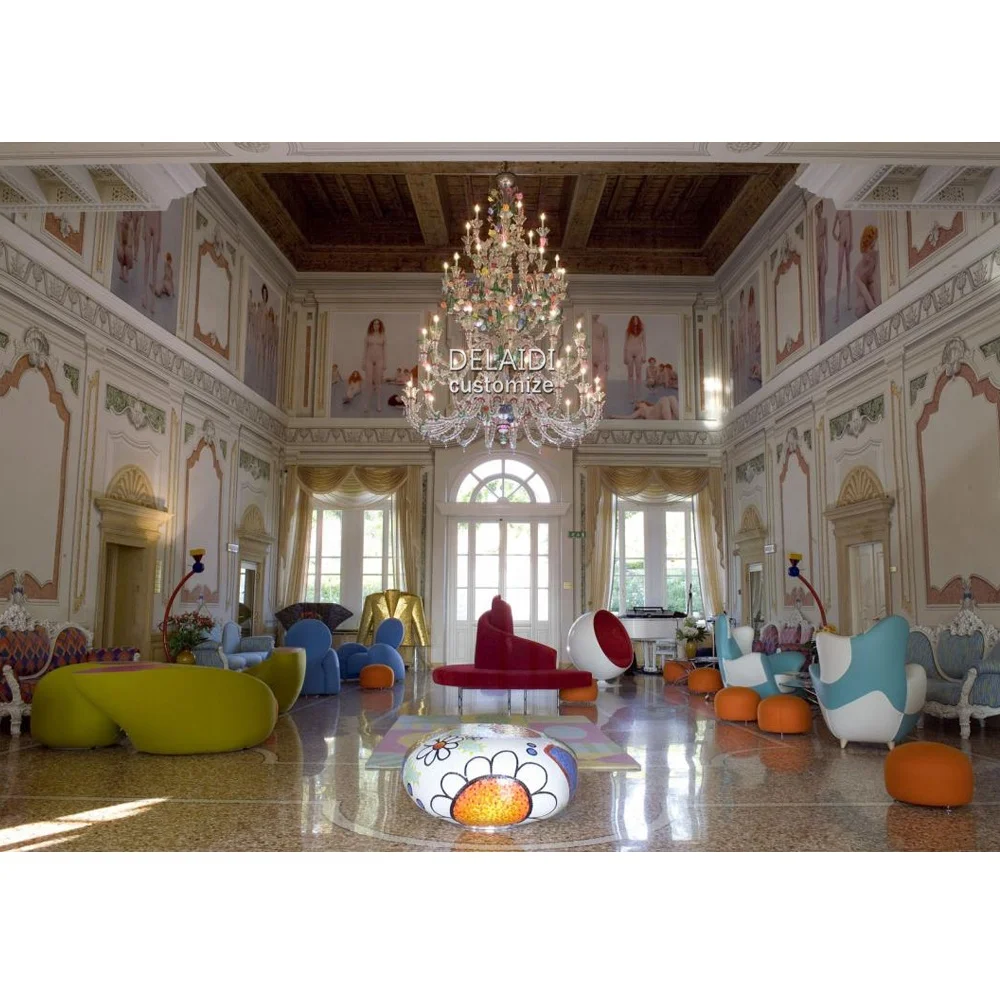 Large luxury italy design chandelier hand blown glass flower hanging lights villa living room hotel lobby murano lamps