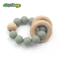 Hot Sale Crochet elephant Teething Wooden Ring Baby Teether sensory toys Baby teether silicone