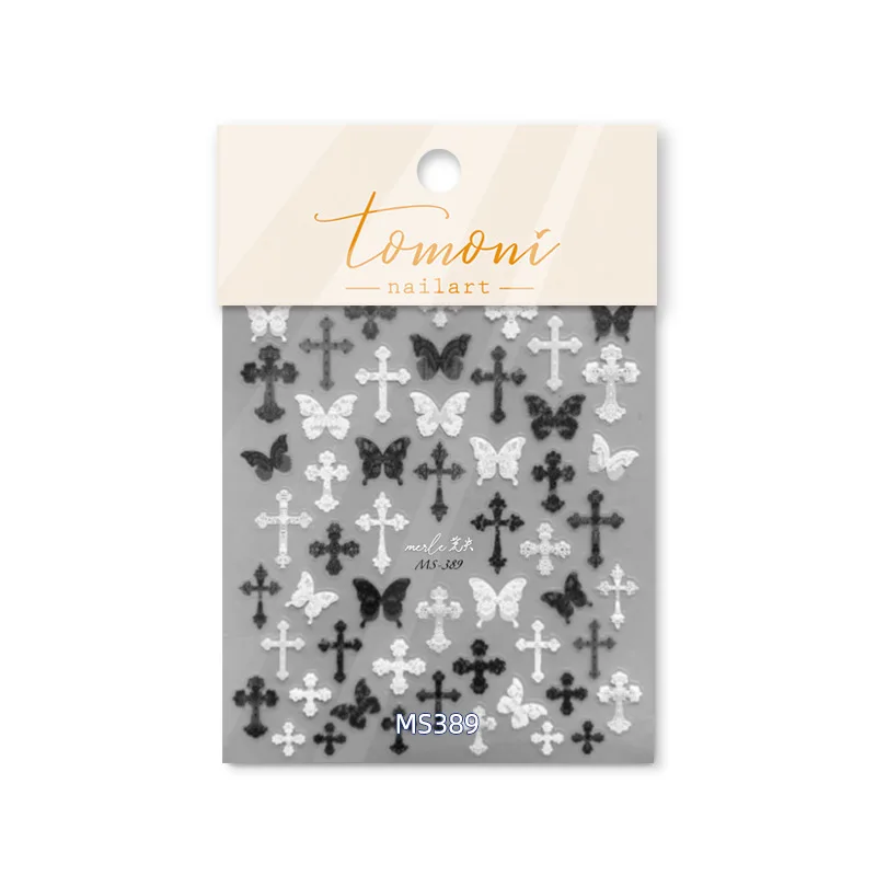 Foretrend  new hot TOMONI factory high quality cross designs for Nail Decals Sticker   5d jelly sticker cross