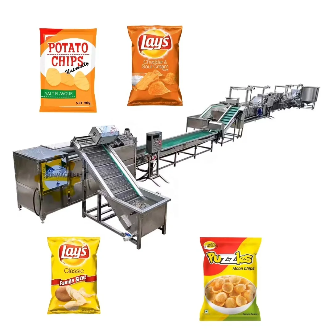 Automatic potato crisp chips frying production line snack potato chip making machine with best price