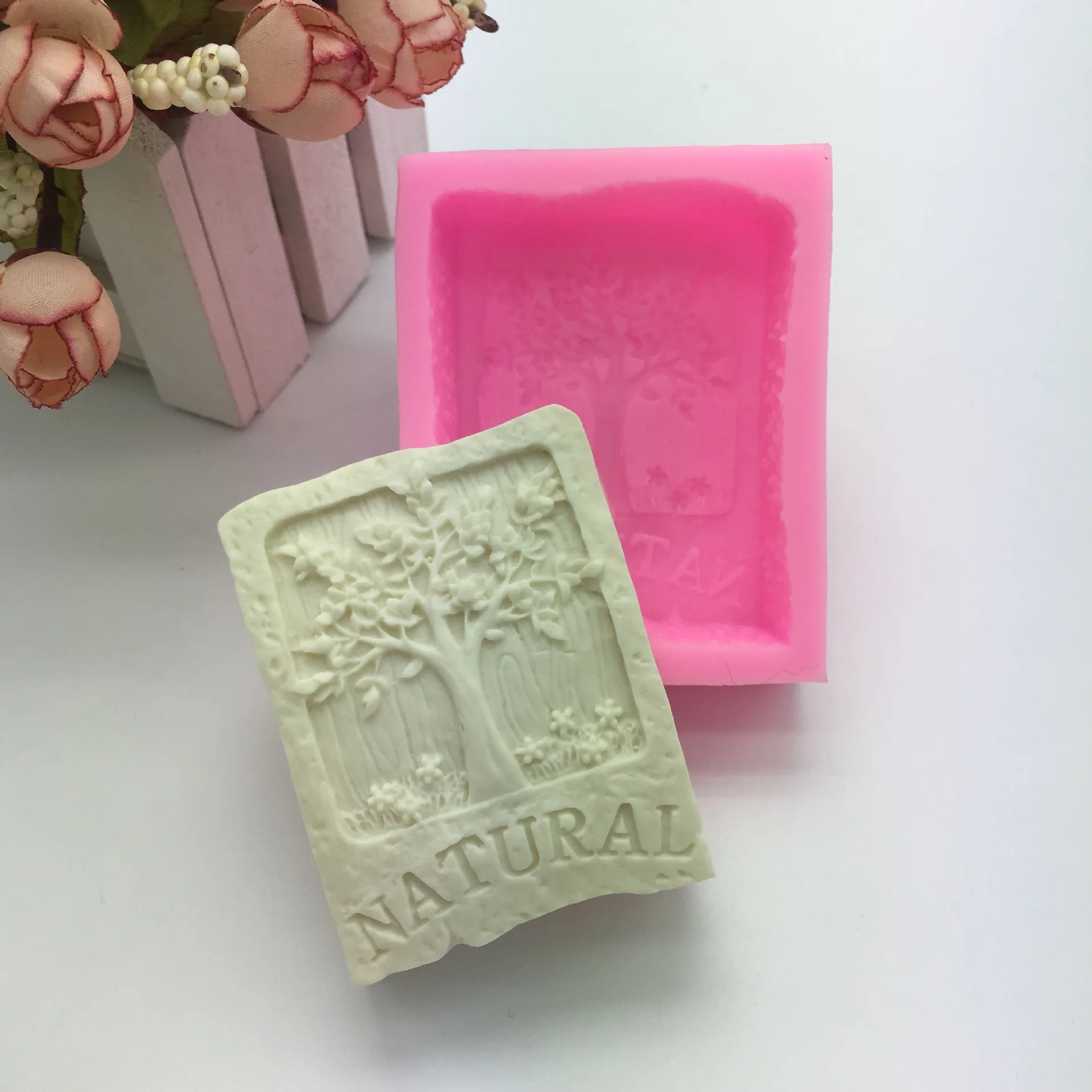 Bview Art Natural Tree Pattern Silicone Soap Mold For Natural Skincare Soap Making