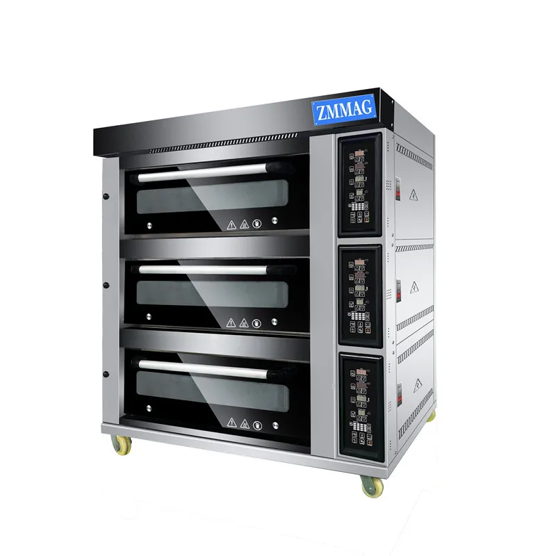 stainless steel 3 Layers 12 trays gas deck oven with steamer