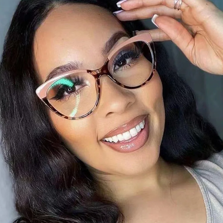 UNOC 2022  New Big Frame Anti-blue Light Lady TR90 Glasses Frame CP Spring Pin Temple Spectacle Frames Optical Glasses
