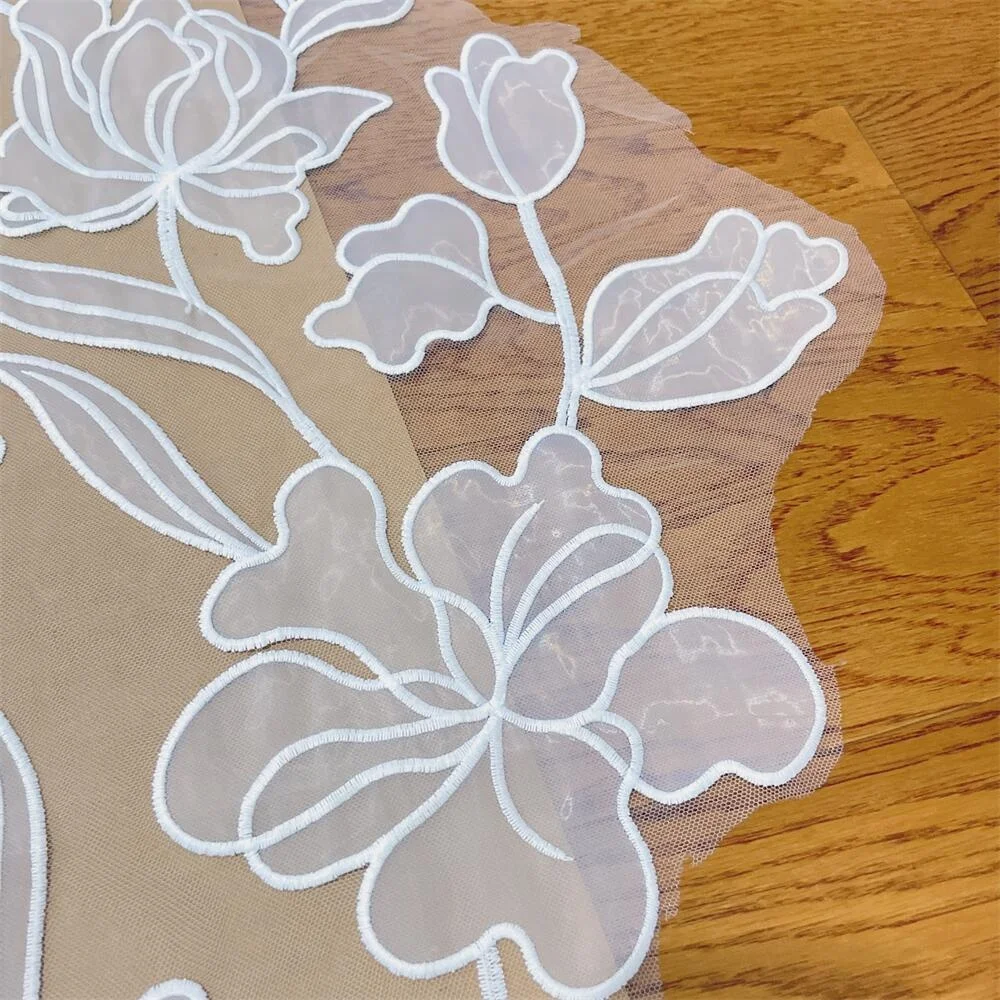 Soft flower wedding dress decoration handmade DIY studded sequin lace fabric embroidered curtains