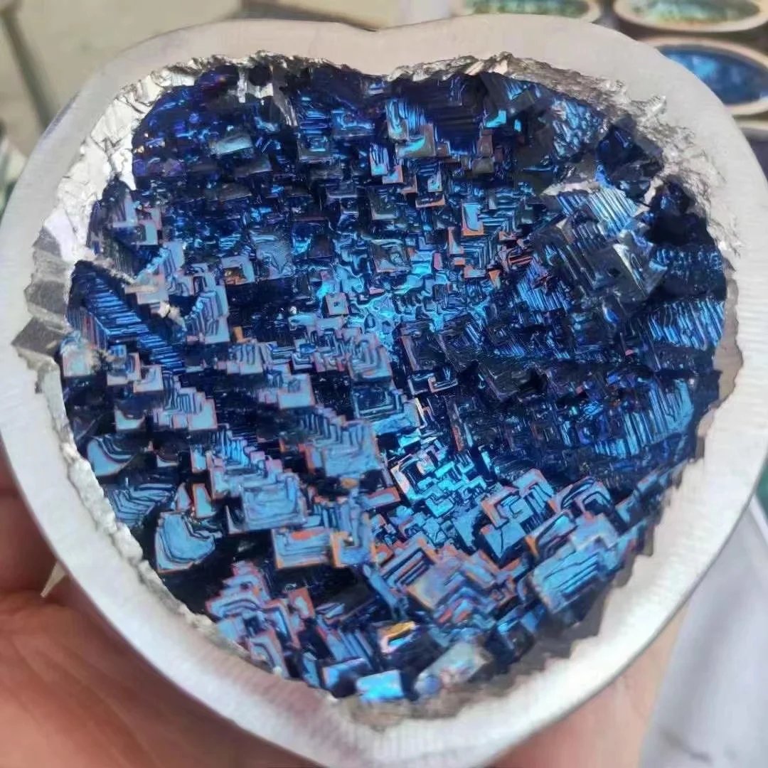 Natural bismuth ore raw stone bismuth crystal mineral chemical elements colorful ore decorative