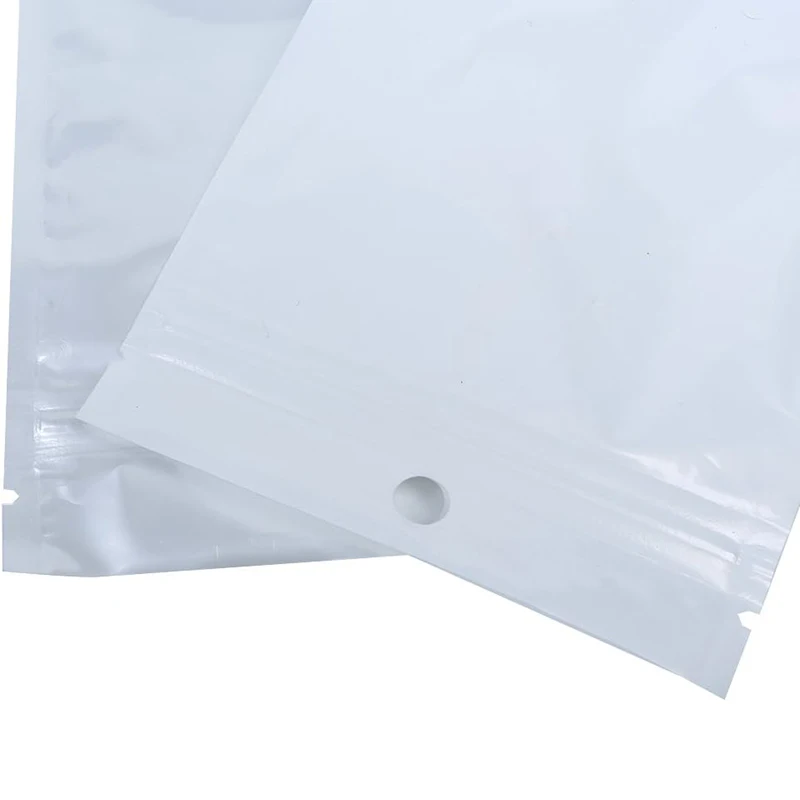 Customizable Design 4x7inch Clear/White Flat Ziplock Poly Bags with Hang Hole Suitable for Food and Electronic Components