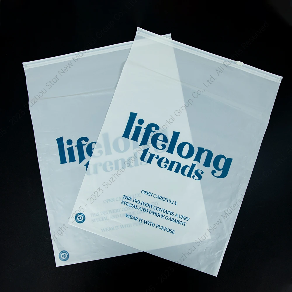 XCGS Factory X-Large Size 100% Compostable PBAT PLA Resealable Zip Bags For Clothing Packaging Instead of Plastic Bag