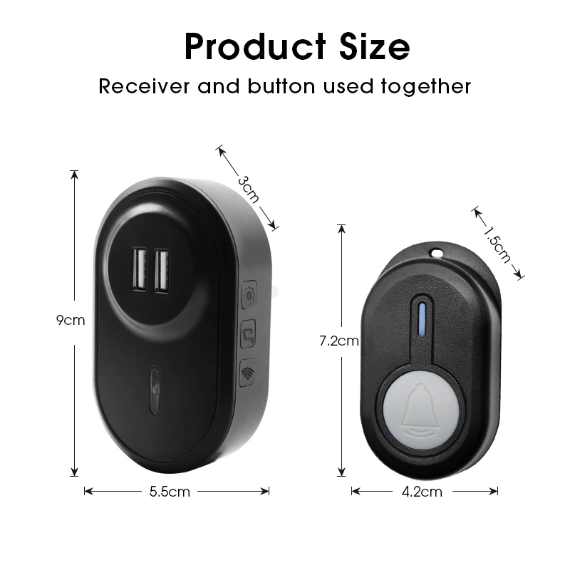 Daytech DB20 1-1 Black Or White Ip55 Waterproof Wireless Doorbell Plug For Home Apartment Office