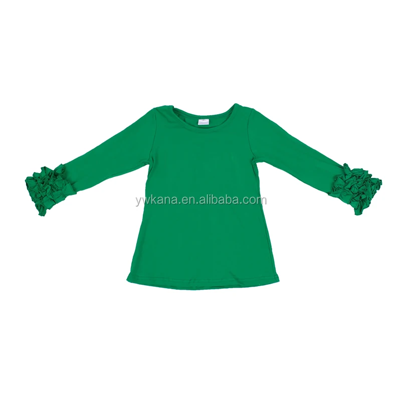 
Wholesale baby cotton clothes boutique top ruffle sleeve shirts solid color girls t shirts 