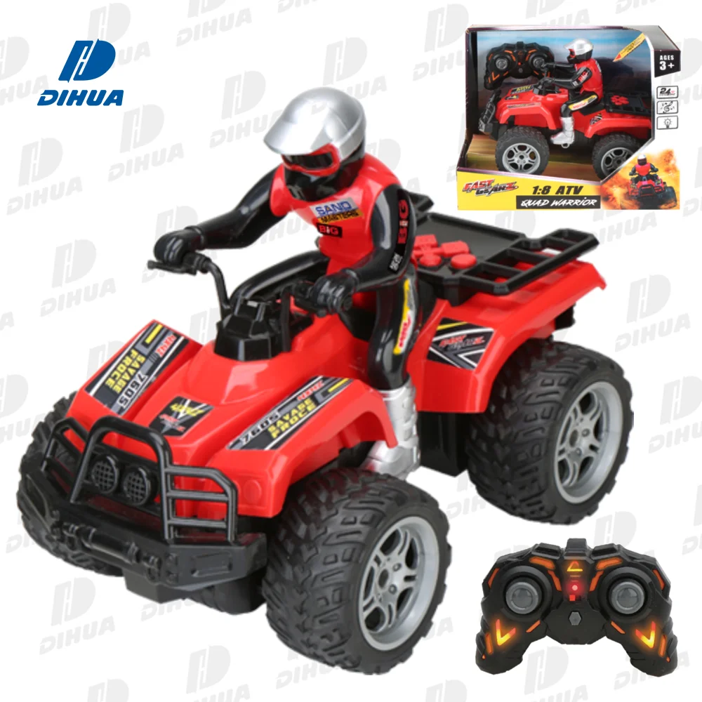 1:8 Scale Remote Control ATV Quad Bike Warrior w/ Rubber Tires and LED Headlights Off-Road RC Racing Motorbike for Kids & Teens