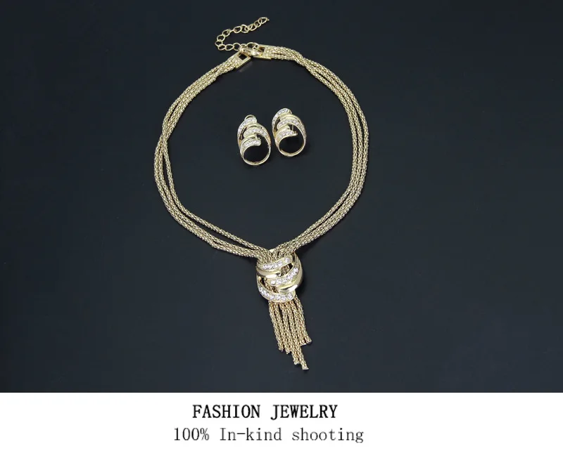  Latest Design 18k Gold Plated Wholesale Artificial Jewellery Set Diamond