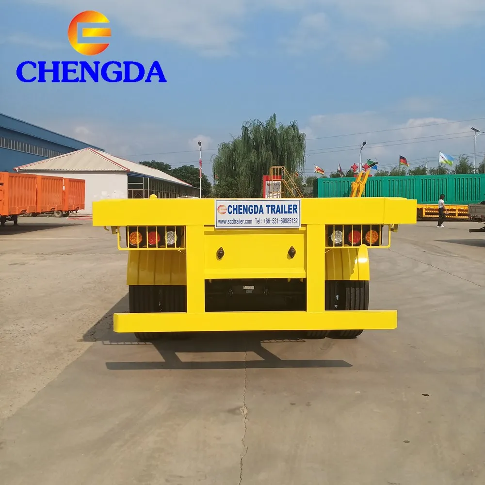 Shipping Container Flatbed Semi Trailer 3 Axle Flat Bed Truck Trailer for Sale 40ft 60 Ton Steel Panda Semi-trailer CN