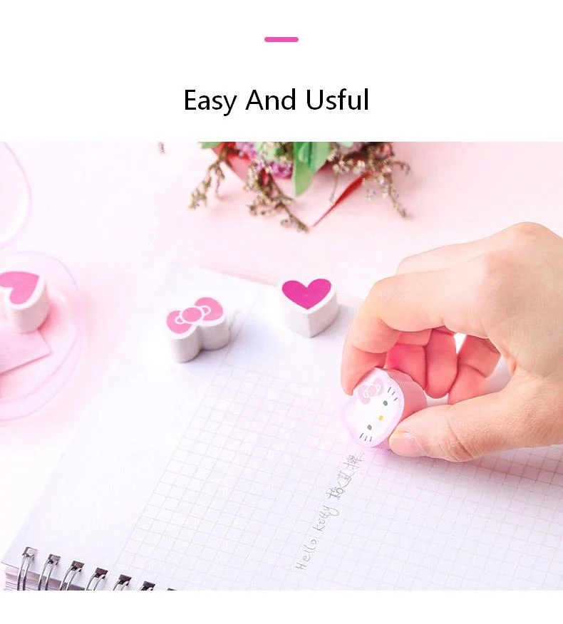 
Heart-Shaped Hello Kitty Eraser Box For School 