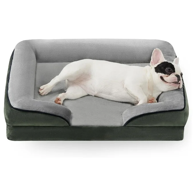 OEM Breathable orthopedic grey dog bed Supportive foam Waterproof Dog Sofa Beds Pet Couch Bed with Removable Washable Cover