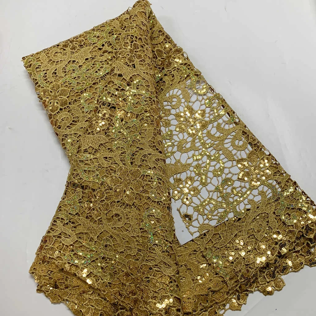 OK4017   Guipure Cord Lace Fabric 2024 High Quality Pure Color African Guipure Cord Lace for Sewing Luxury Evening Party Dresses