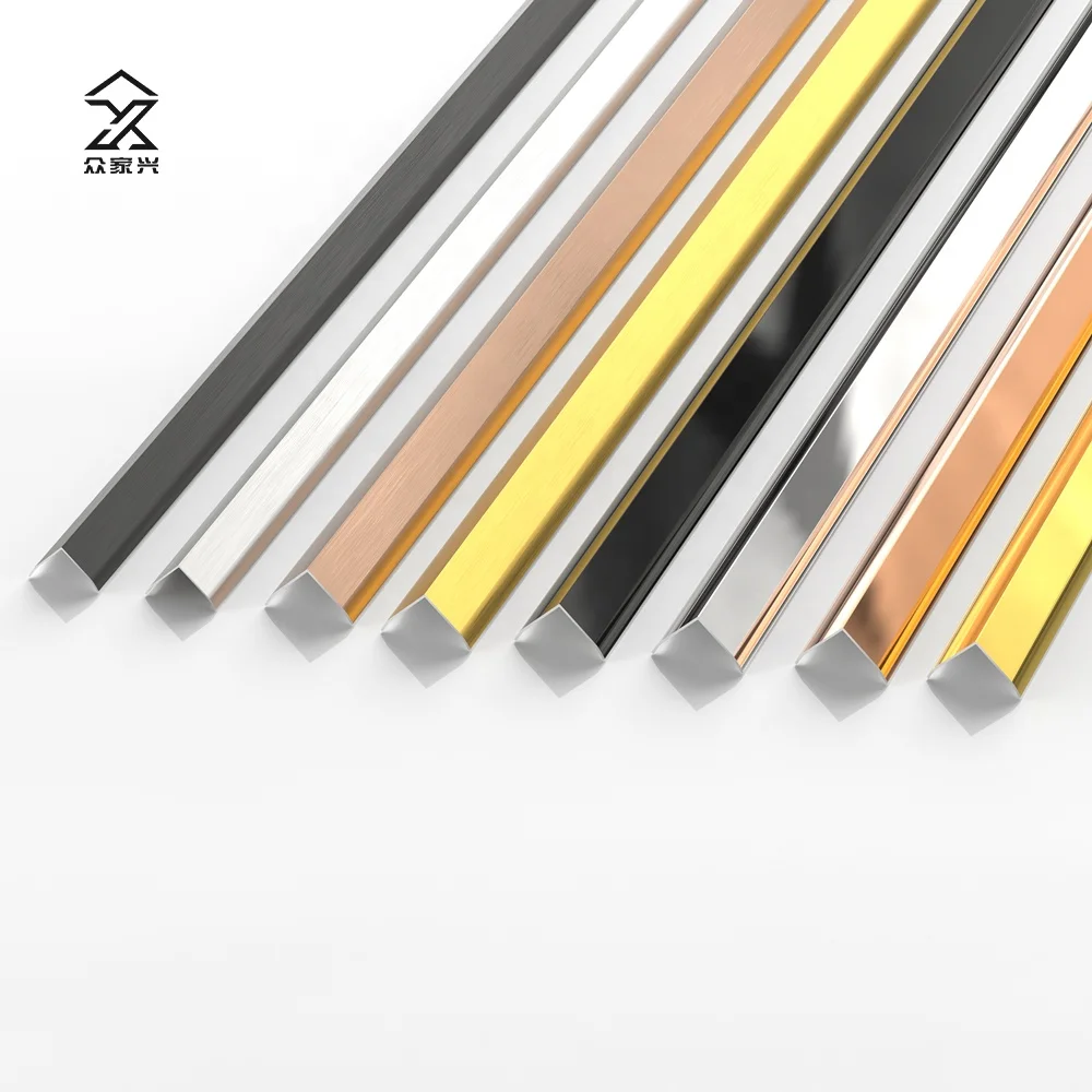 Polished Gold Color 304 stainless steel stair parts edge trim Decoration Wall Corner Angle Tile Trim Shape L