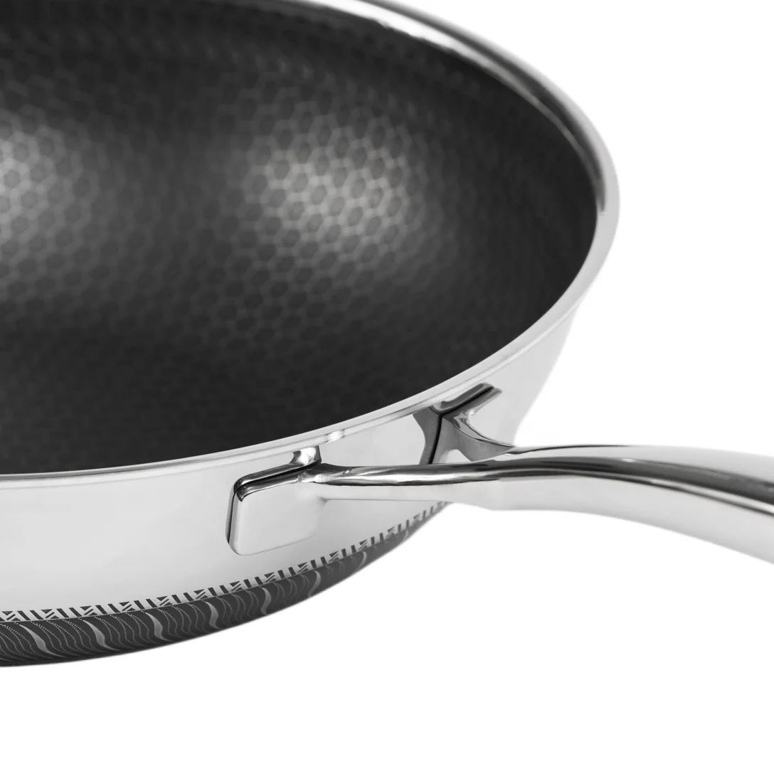 Custom Cooking Non Stick Honeycomb Wok Pan Kitchen 3ply Stainless Steel Double Ears Round Bottom Dishwasher Oven Safe Big Wok
