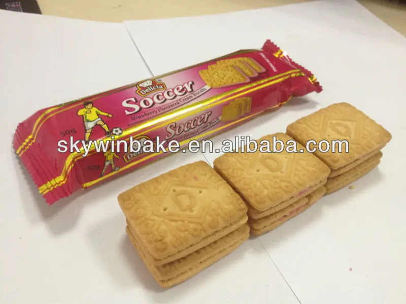 Skywin 3+2 sandwich biscuit making machine and 250bags/min flow packaging machine