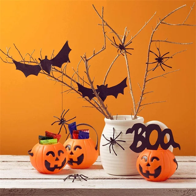 Mini Halloween Portable Pumpkin Bucket Halloween Luminous Pumpkin Candy Bucket Treat or Trick Sugar Bag for Children