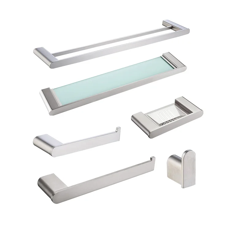 304 stainless steel double-layer towel rack bathroom storage rack towel rod wall hanging storage rack