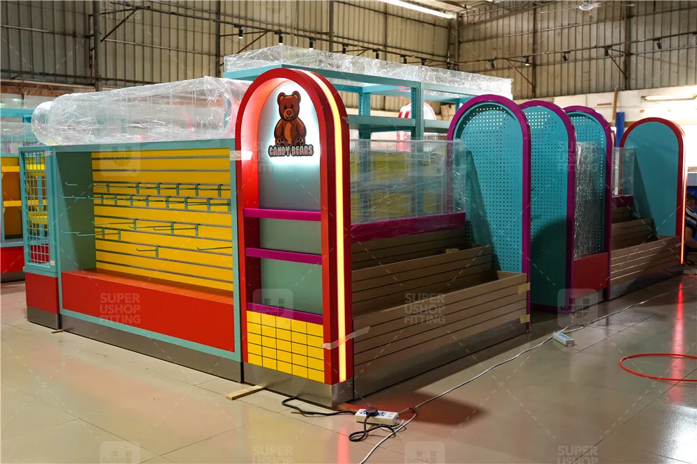 Retail Custom Toy Doll Kiosk Design Trendy Gift Souvenir Shopping Mall Display Fixtures Decoration Custom Kiosk Stands for Mall