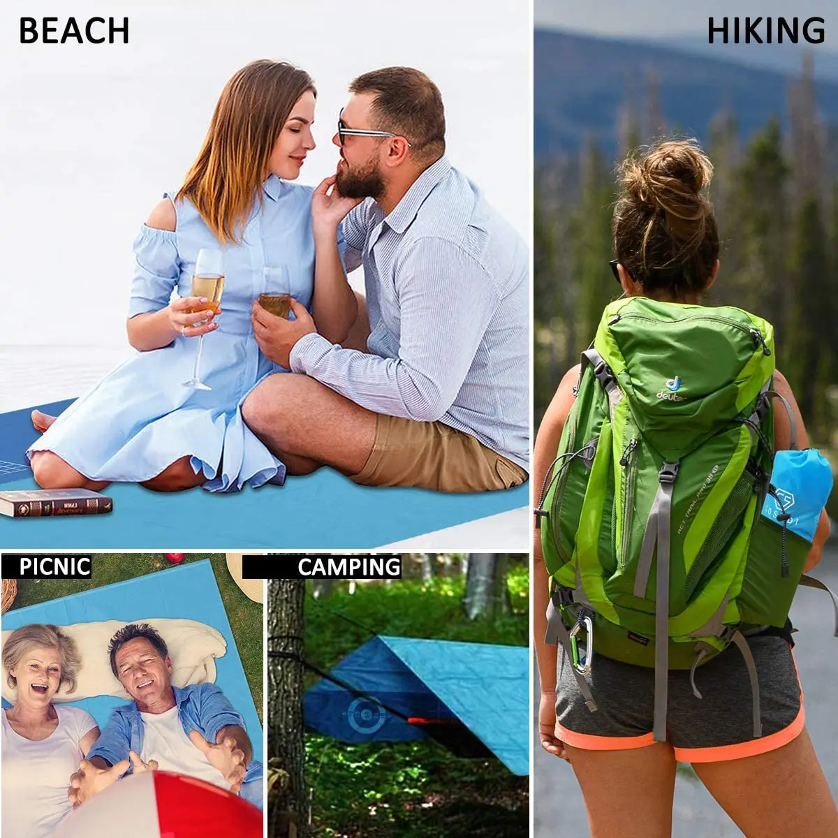 Waterproof Game Beach Mat, for 3-7 Adults Lightweight Portable Pocket Blankets Outdoor Picnic Mat