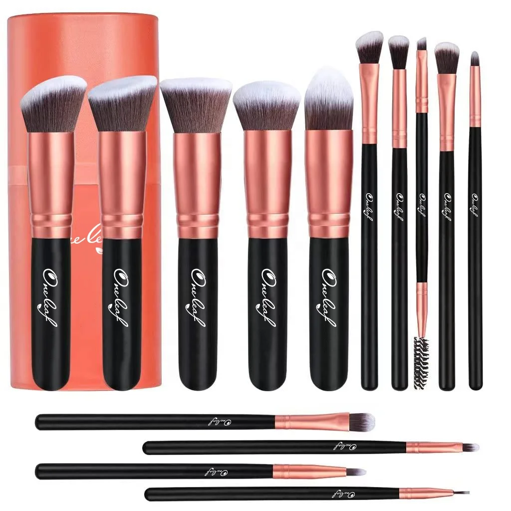 Amazon hot 14/16 pcs black gold makeup brush set loose powder powder Blusher eye shadow  Private Label Makeup brushes