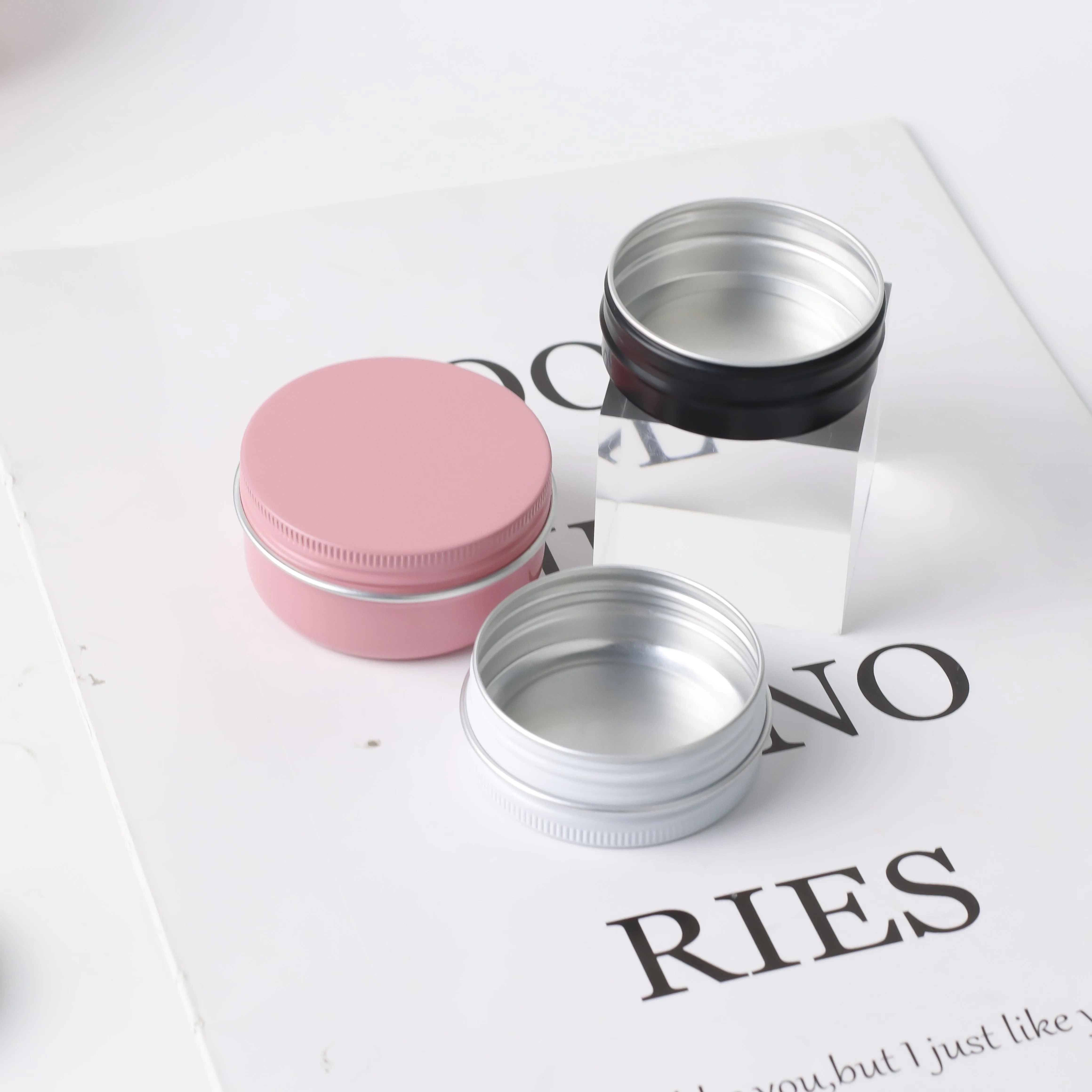 Custom color travel round shape aluminum lip balm jar solid shampoo soap bar tin