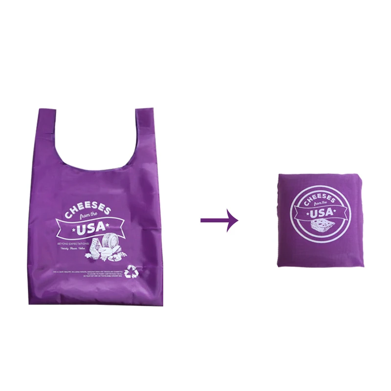 
Wholesale Custom Promotional Recycle Market Eco Friendly Reusable Grocery Tote Polyester Foldable Shopping Bag For Gift 