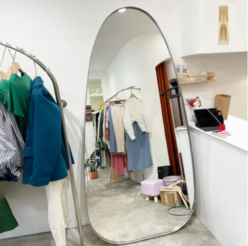 Wholesale modern cheap decorative wall mirror irregular wall mounted frameless big long full body dressing wall mirror miroir