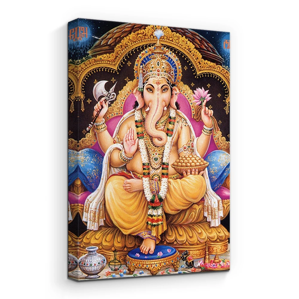 India famous god lord Ganesha wall art painting on canvas