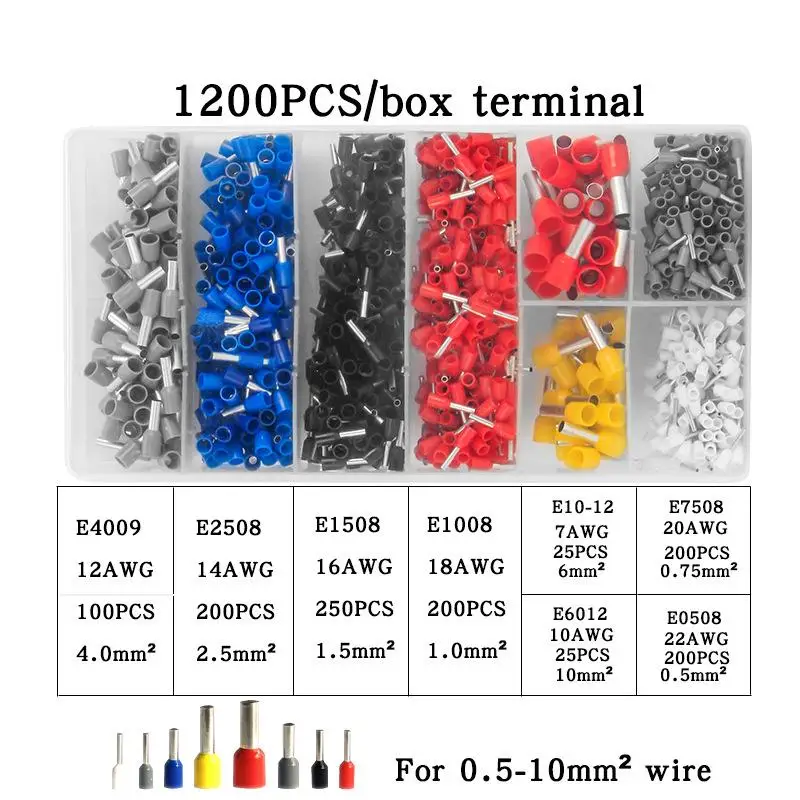 European tubular terminal HSC8 6-4A+1200PCS crimping pliers insulation crimping pliers manual tool set Black blue handle