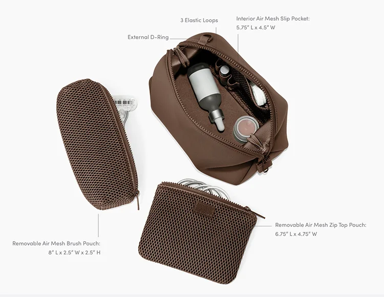 High Quality Neoprene Custom  Cosmetic Pouch with Removable Zipper Pouch Neoprene Makeup Bag