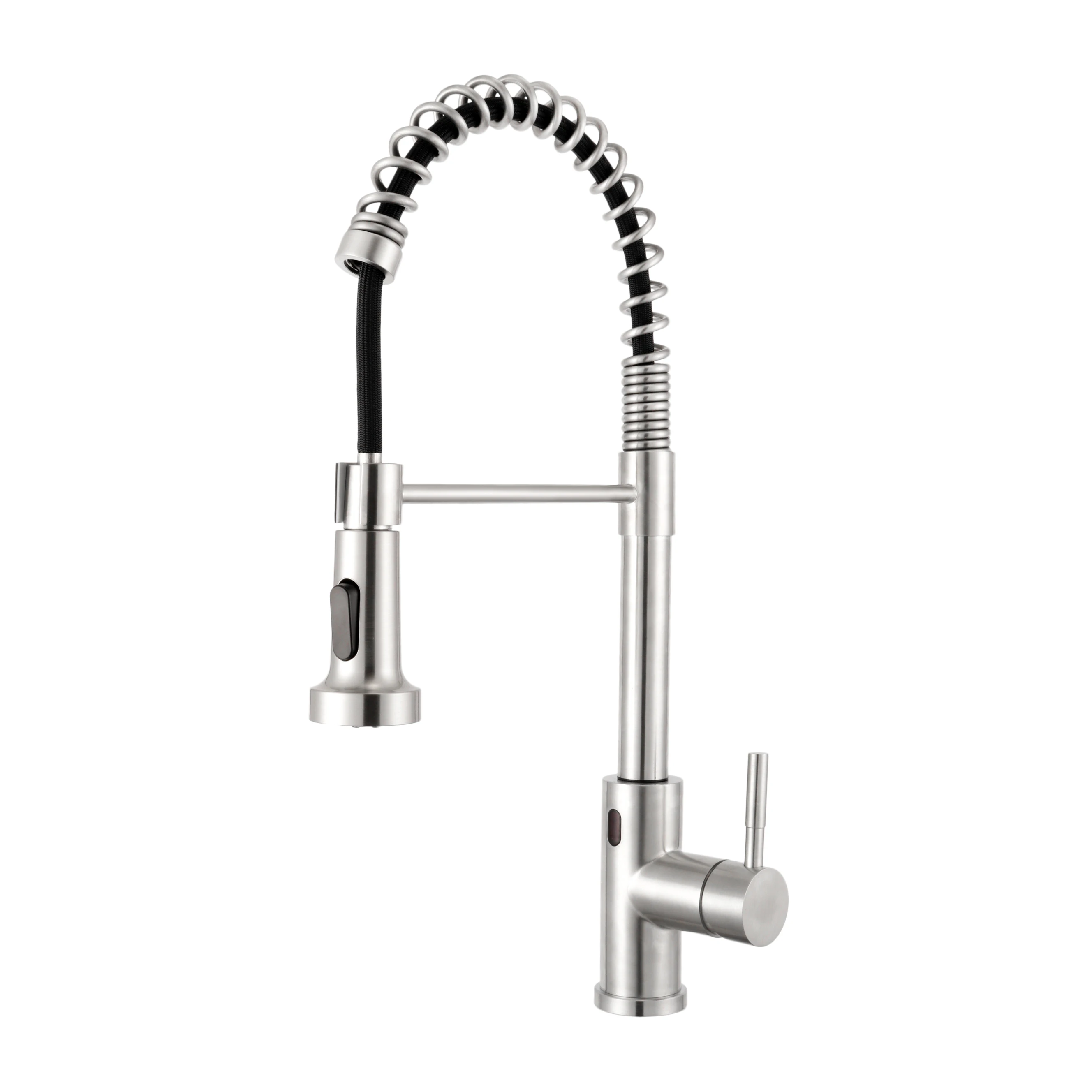 Single Handle brass Motion Sensor Smart Hands-Free Touchless Spring Kitchen Faucet for Sink with Pull Down Sprayer