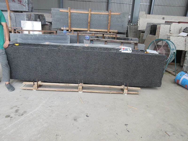 Flamed Competitive 4cm Thick Angola Black Granite Slab Price for Tile Window Sills