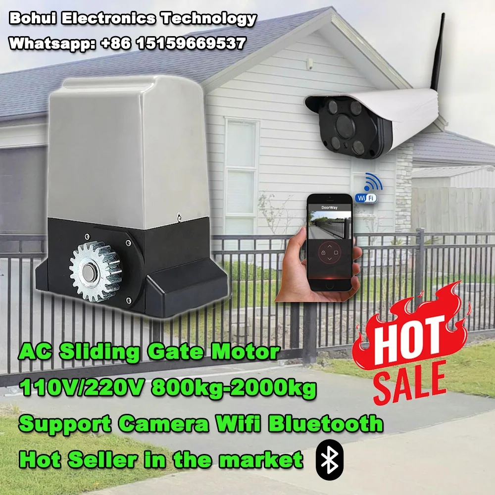 Wifi CCTV Camera AC Electric Sliding Gate Motor Support Door Automatic Sliding Gate Opener With Photocell