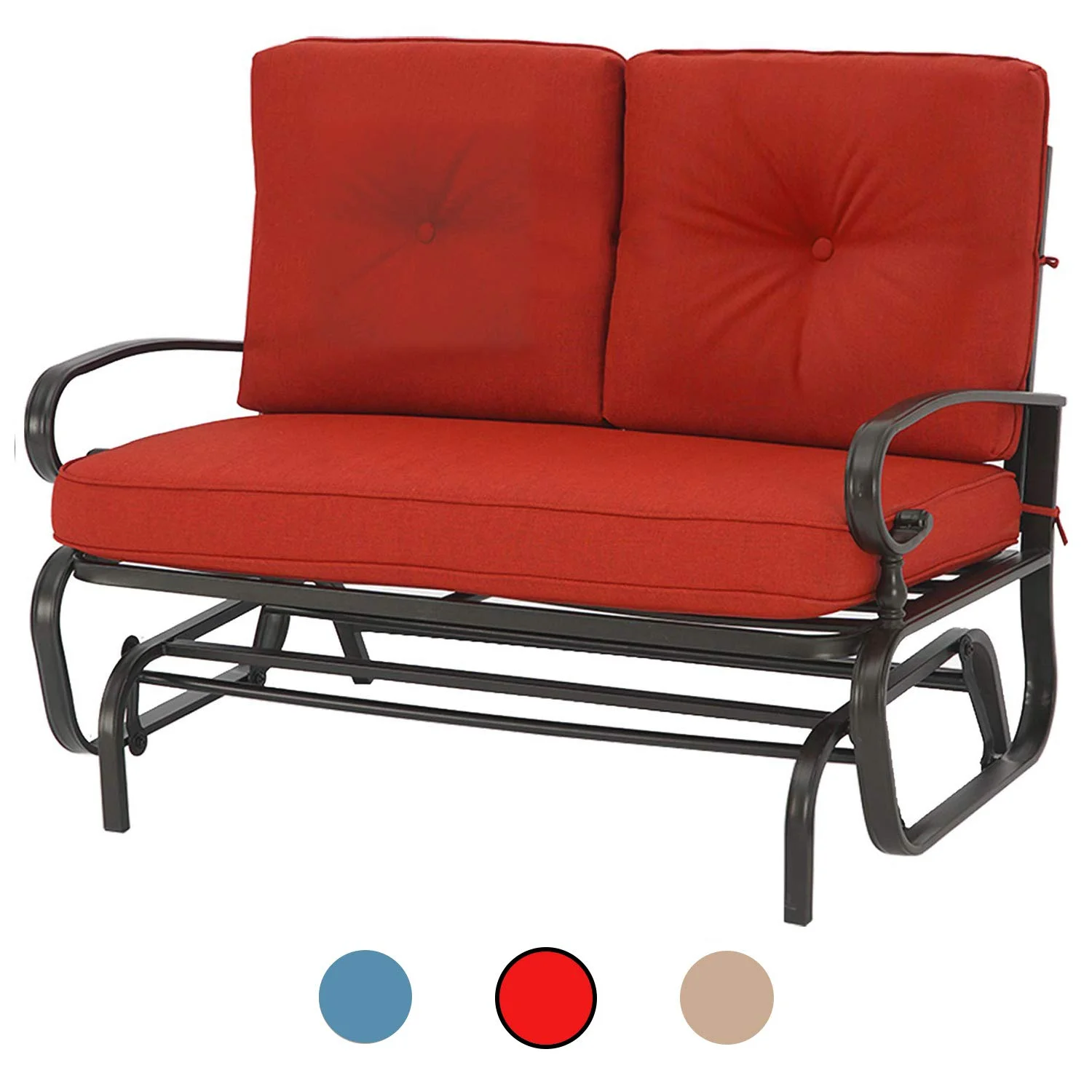 
Outdoor Glider Rocker w/ Cushion - Patio Garden Swing Rocking Chairs 
