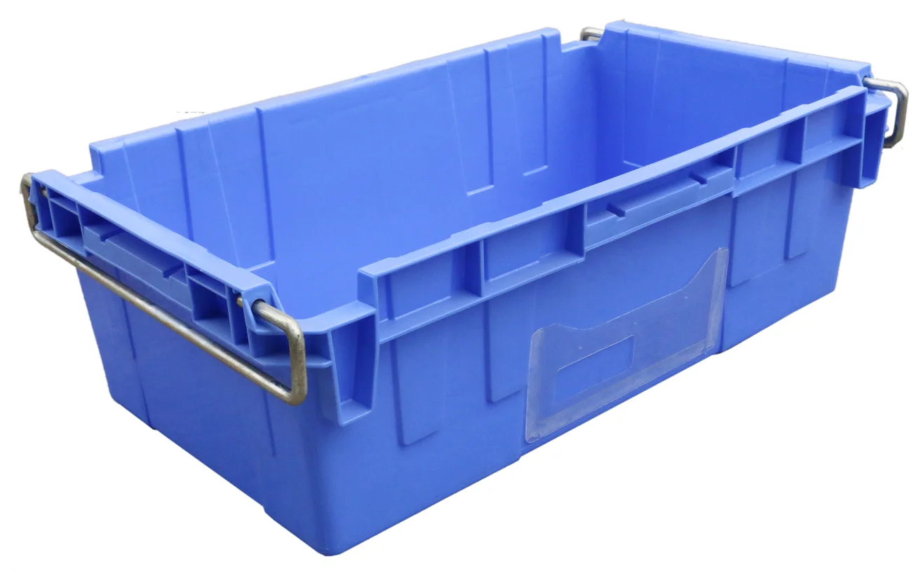 720*430*240mm Plastic crate Heavy Duty with 2 Side Steel Handle for Moving House