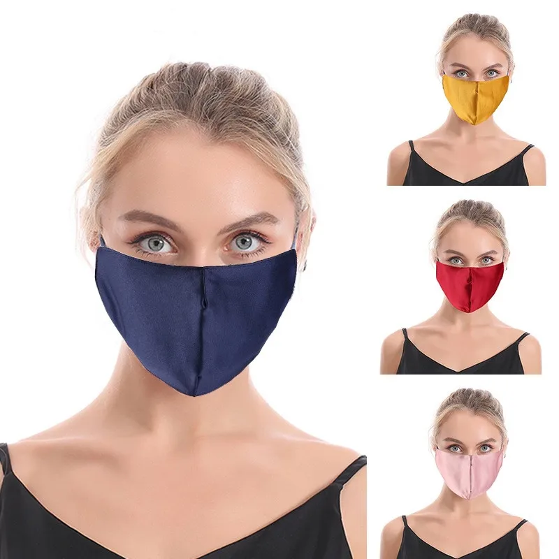 Amazon new style pure color silk face-mask hair tie combo set dustproof face-mask customizable set